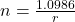 n = \frac{1.0986}{r}