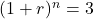 (1 + r)^n = 3